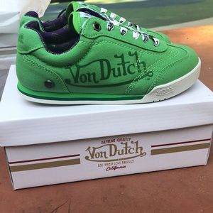 Y2k vintage Von Dutch dead stock kids shoes green